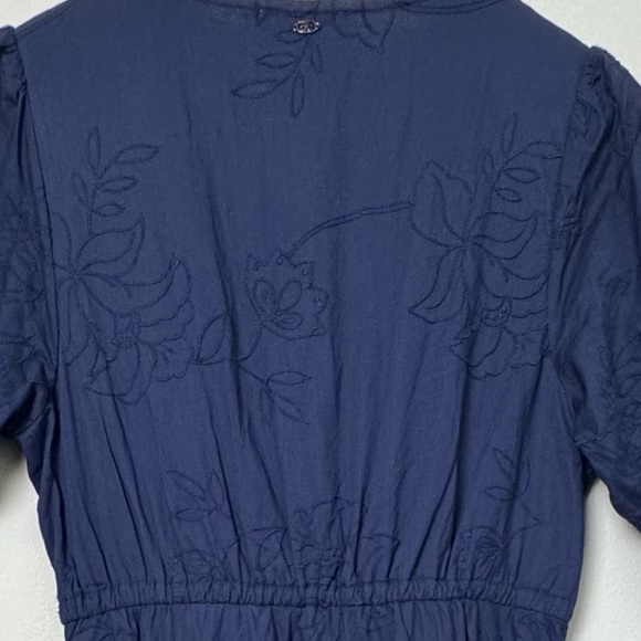 Sam Edelman Dasie Lace Detail A-Line Cotton Midi Dress in Navy Blue‎ Size Medium - Picture 12 of 16